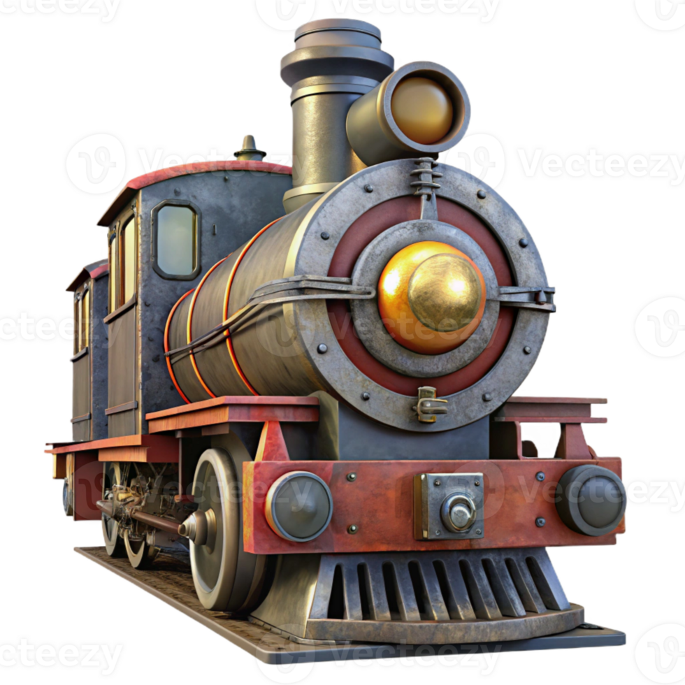 extraordinary minimalist Retro Train Locomotive Front View Isolated authentic png