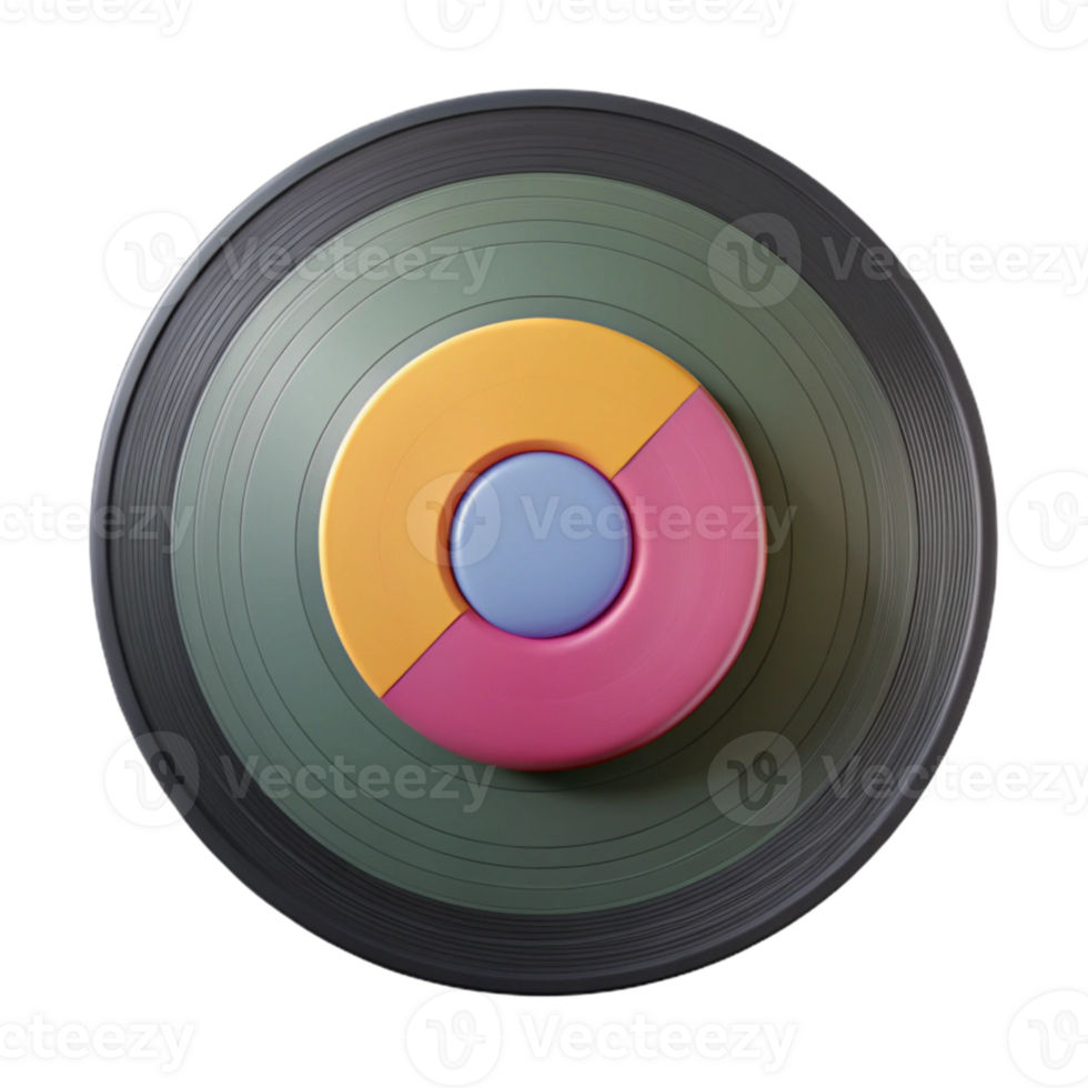 extraordinary rustic Retro Vinyl Record Isolated with Colorful Label premium png