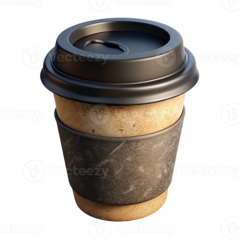 magnificent artistic Reusable Coffee Cup with Silicone Lid Isolated high resolution png