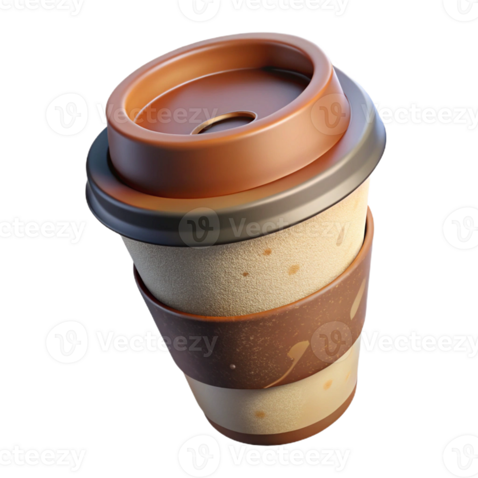 magnificent abstract Reusable Coffee Cup with Silicone Lid Isolated professional png