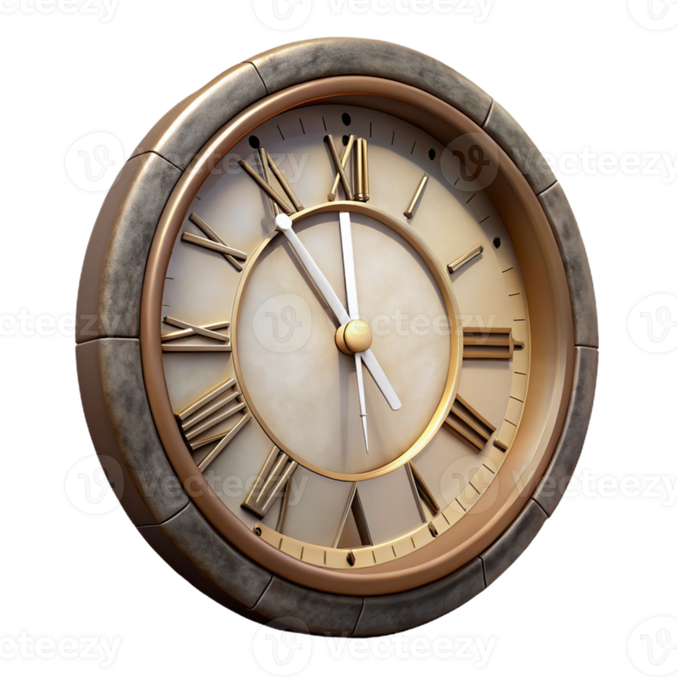 extraordinary modern Retro Wall Clock Transparent Background with Roman Numerals authentic png