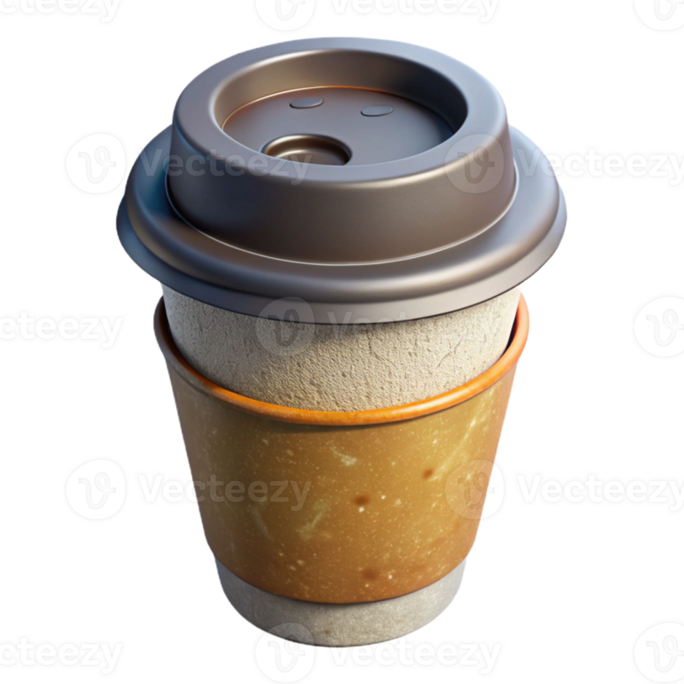 dramatic contemporary Reusable Coffee Cup with Silicone Lid Isolated detailed png