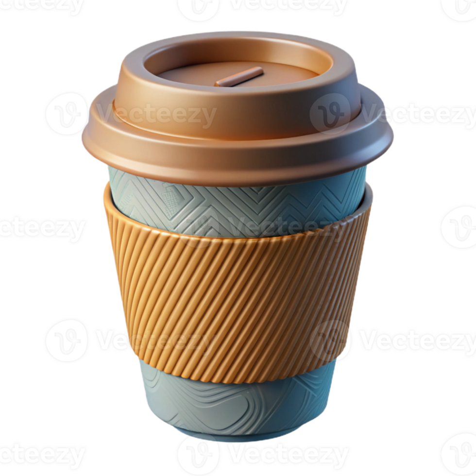 wonderful modern Reusable Coffee Cup with Silicone Lid Isolated high quality png