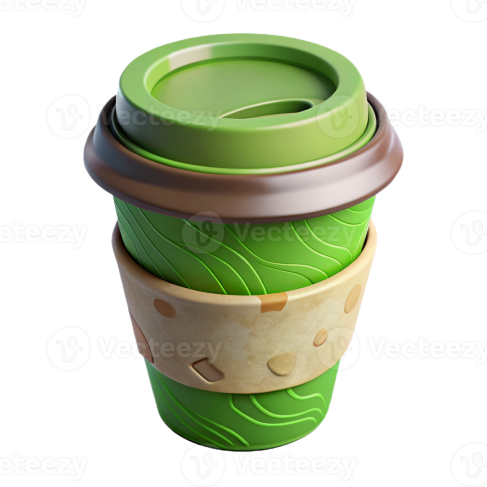 serene creative Reusable Coffee Cup with Silicone Lid Isolated genuine png