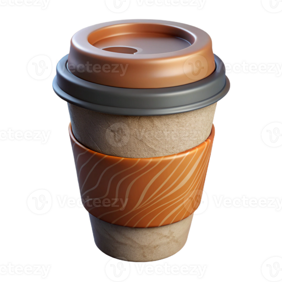 beautiful vintage Reusable Coffee Cup with Silicone Lid Isolated authentic png