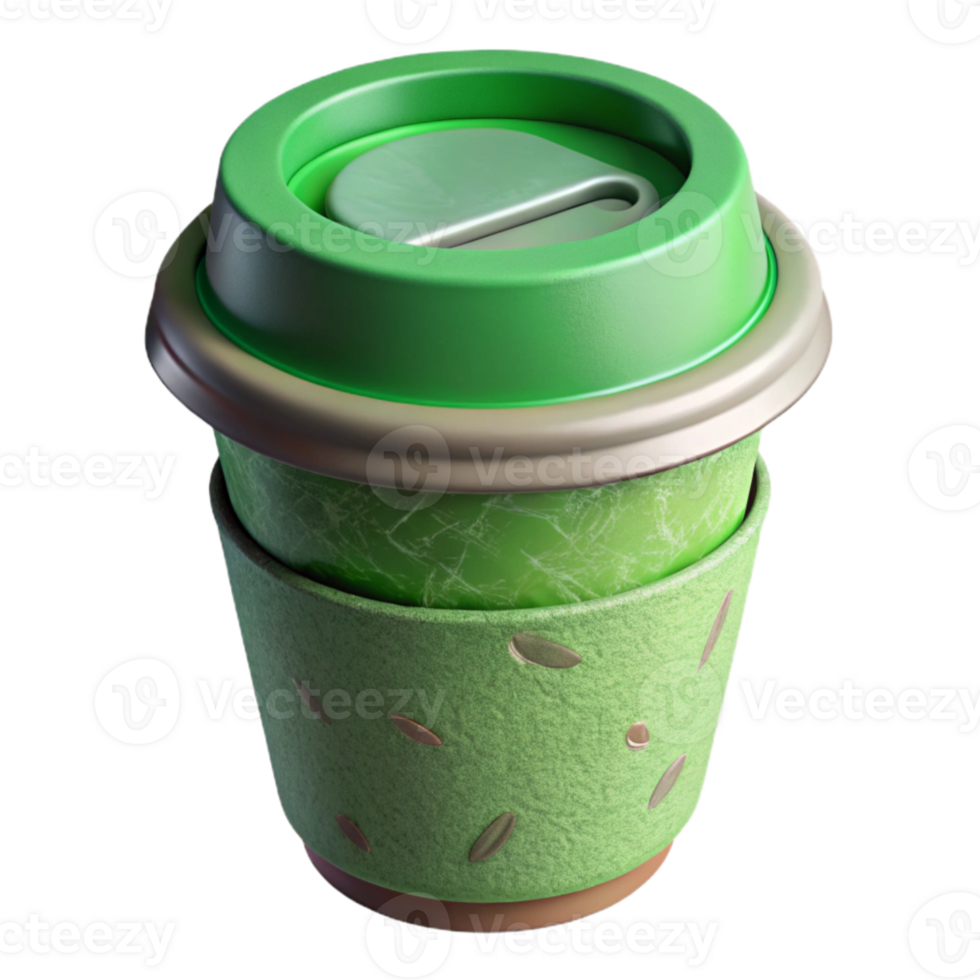 vibrant creative Reusable Coffee Cup with Silicone Lid Isolated genuine png