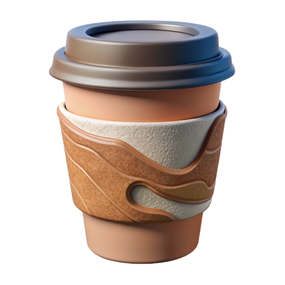 extraordinary traditional Reusable Coffee Cup with Silicone Lid Isolated high resolution png