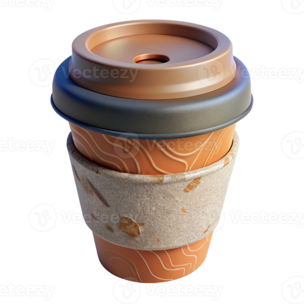 vibrant contemporary Reusable Coffee Cup with Silicone Lid Isolated high resolution png