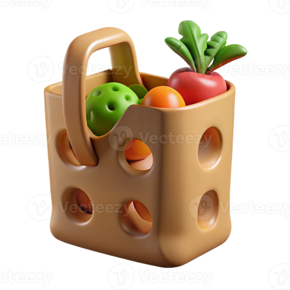 impressive abstract Reusable Grocery Bag with Vegetables Cutout high resolution png