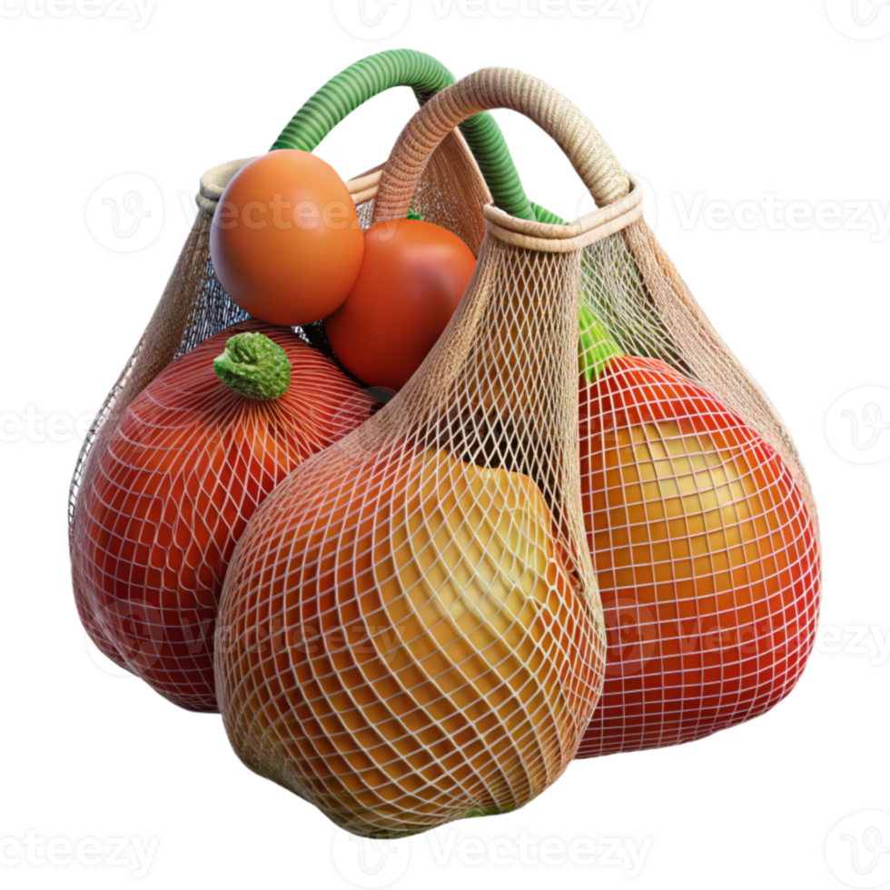 wonderful vintage Reusable Produce Bags Made of Mesh Transparent Background detailed png