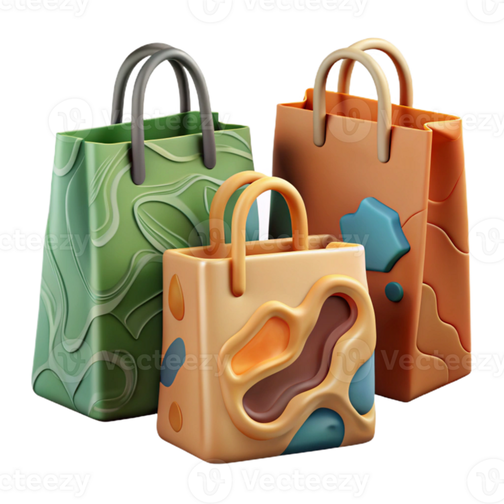 vibrant modern Reusable Shopping Bags Different Styles Cutout high resolution png