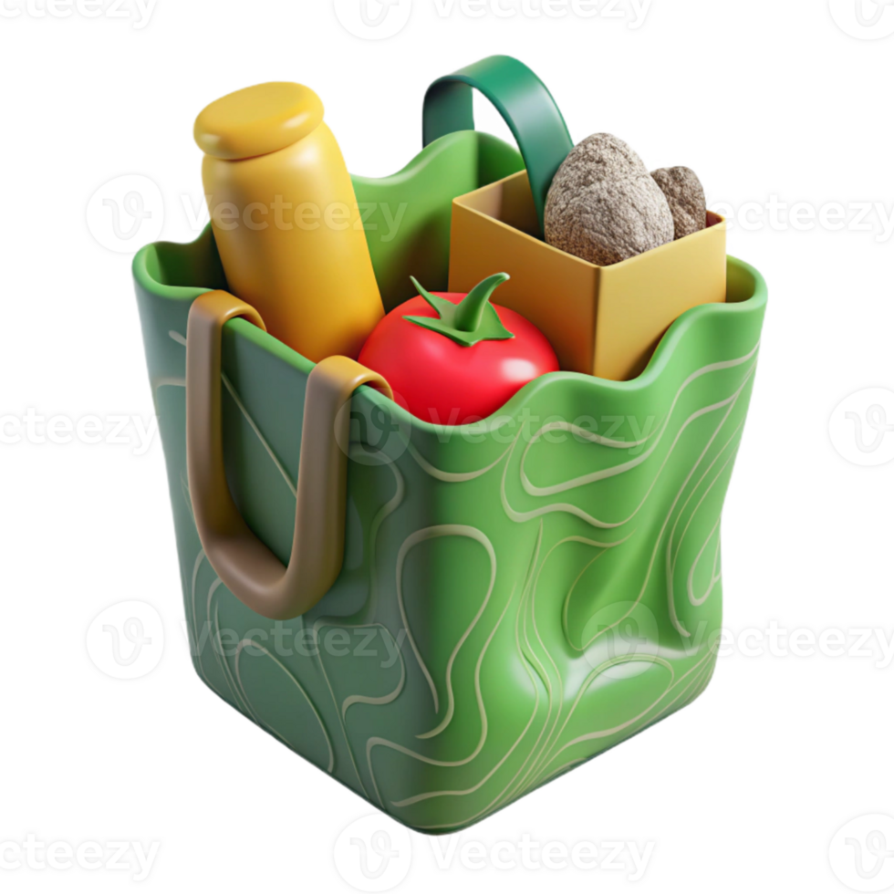 vibrant classic Reusable Shopping Bag with Groceries Cutout high quality png
