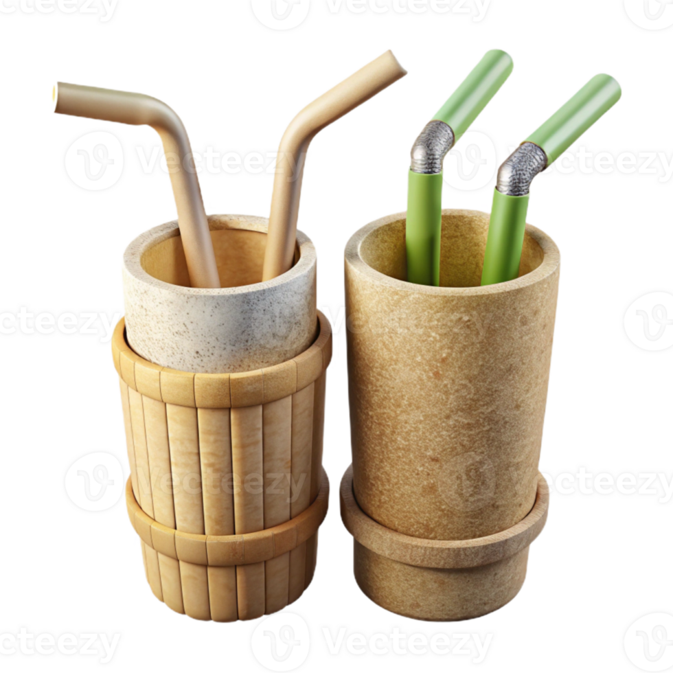 dramatic modern Reusable Straws Bamboo and Glass Cutout high resolution png