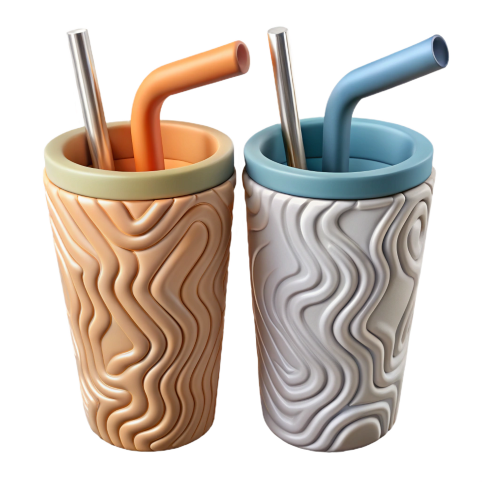 beautiful creative Reusable Straws Silicone and Stainless Steel Cutout high resolution png
