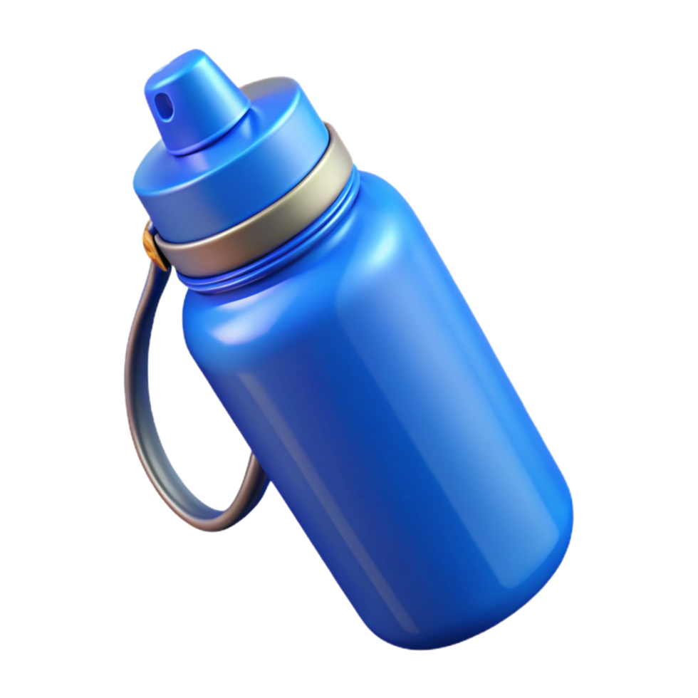 impressive vintage Reusable Water Bottle Bright Blue Isolated on Transparent Background genuine png