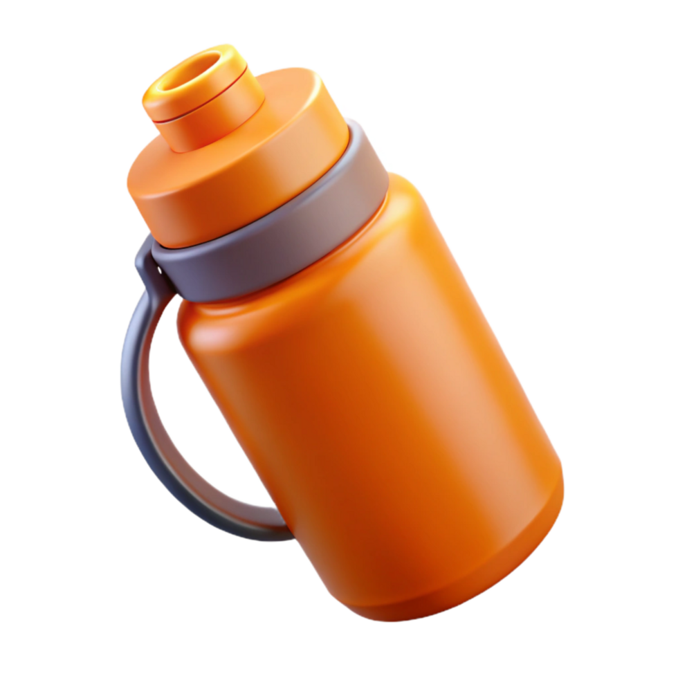 magnificent classic Reusable Water Bottle with Bright Orange Cap Isolated exclusive png