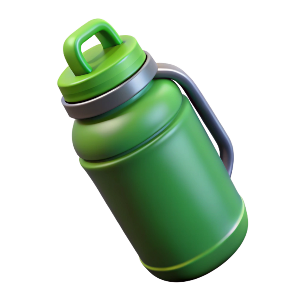 elegant rustic Reusable Water Bottle with Bright Orange Cap Isolated detailed png