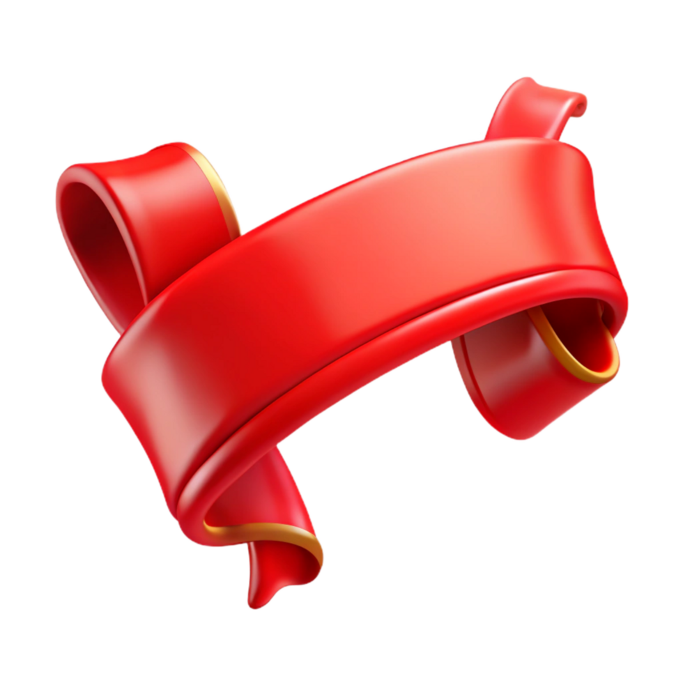 impressive abstract Ribbon Banner Festive Red Isolated detailed png