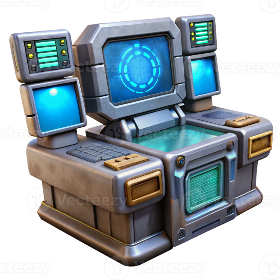 stunning modern Sci Fi Console with Glowing Buttons Cutout detailed png
