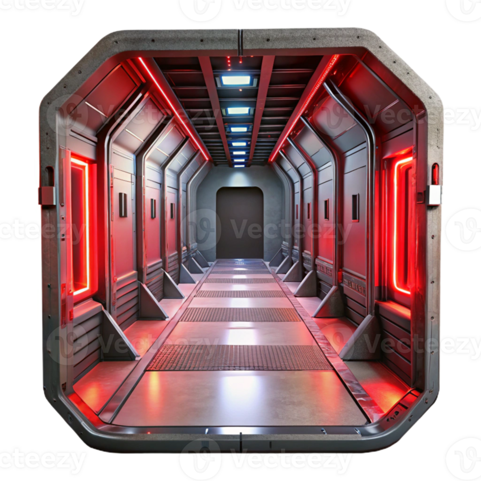 magnificent contemporary Sci Fi Corridor with Blue Lighting Isolated Element original png
