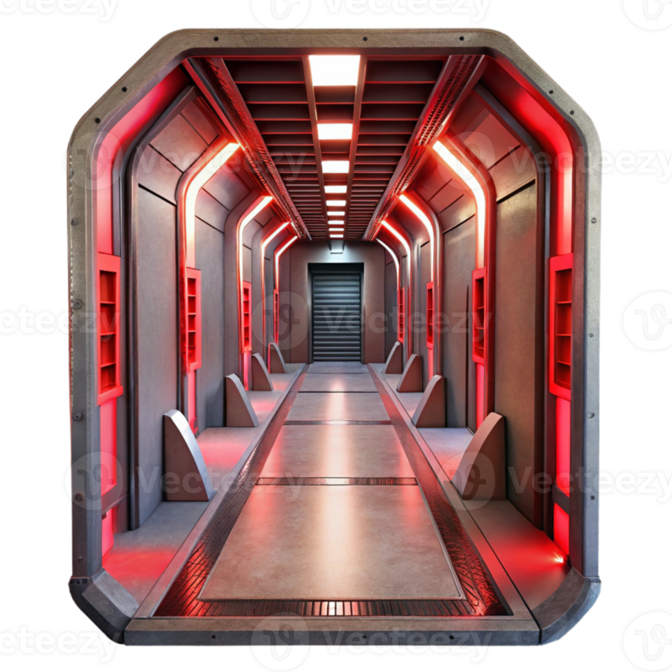 wonderful artistic Sci Fi Corridor with Blue Lighting Isolated Element professional png