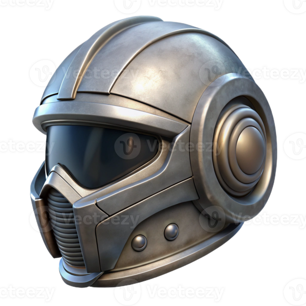 elegant abstract Sci Fi Helmet Metallic Gray Isolated premium png