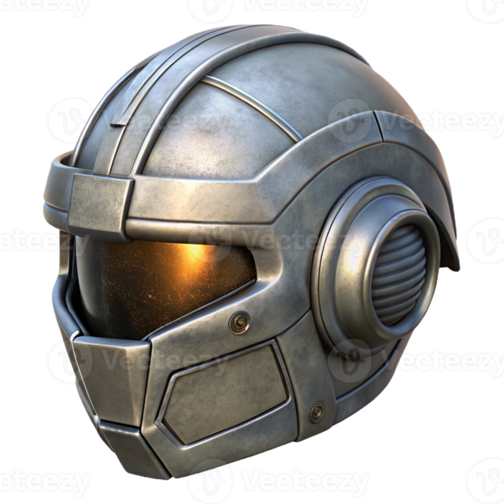 magnificent minimalist Sci Fi Helmet Metallic Gray Isolated professional png