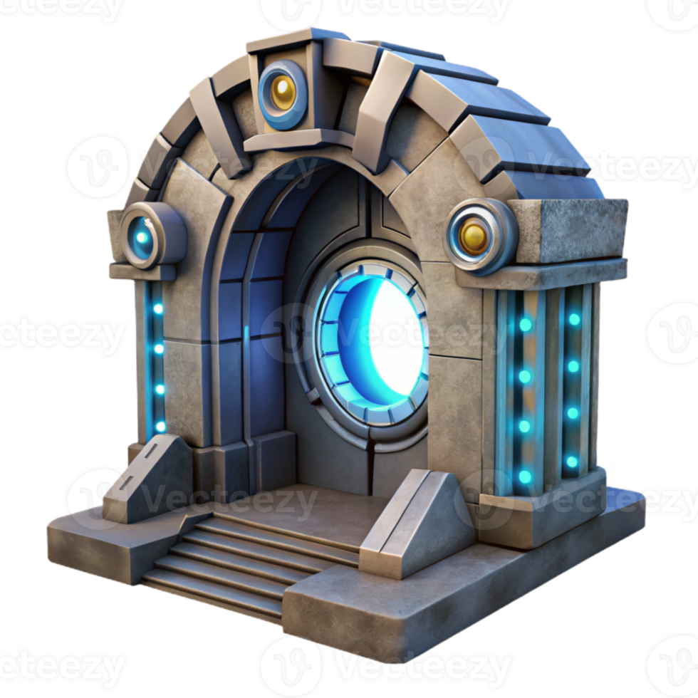 extraordinary rustic Sci Fi Portal Entrance Rotating Rings Cutout high resolution png