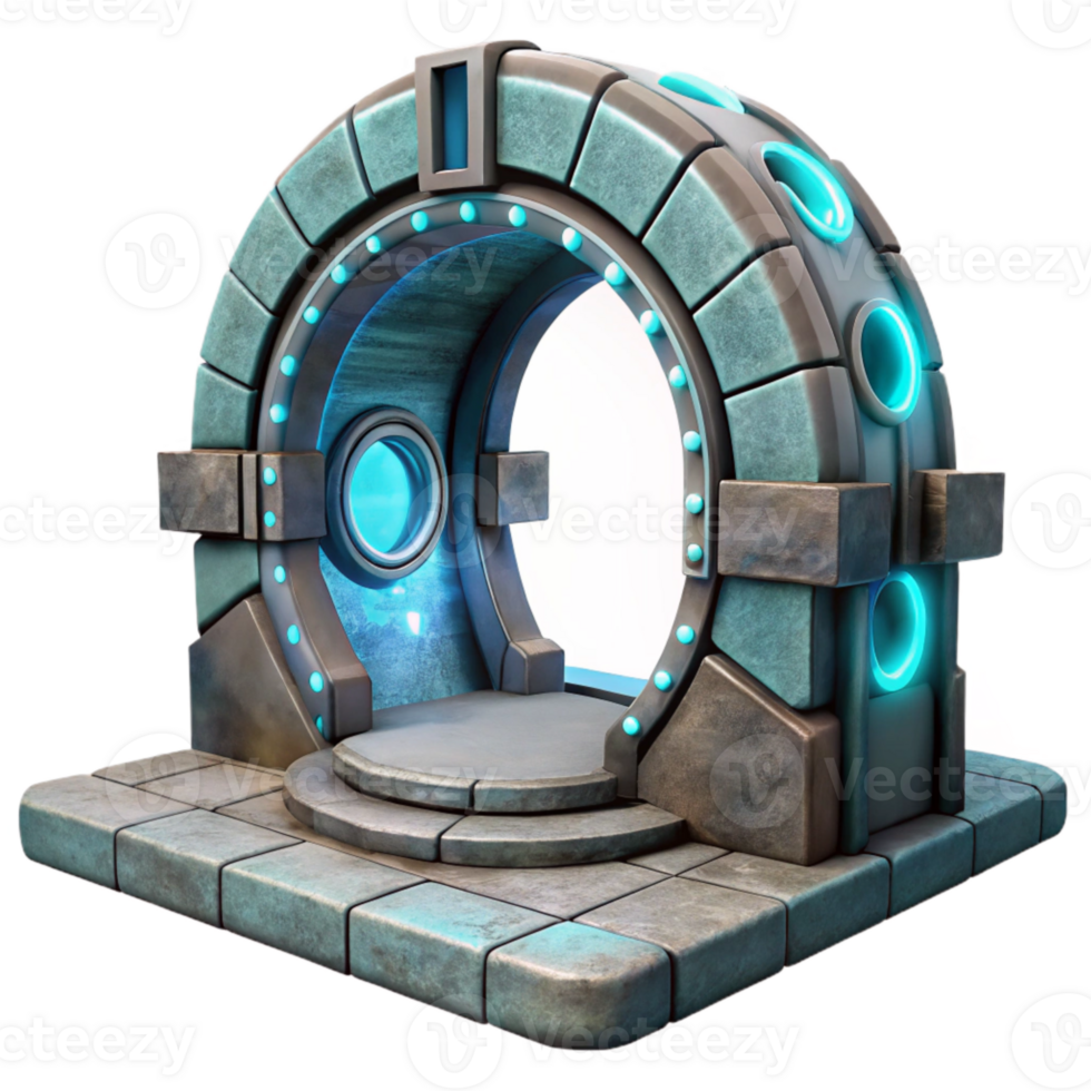vibrant modern Sci Fi Portal Entrance Rotating Rings Cutout professional png