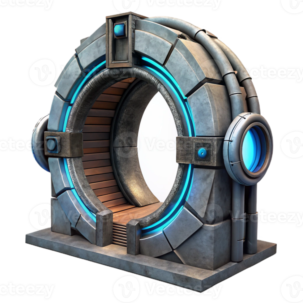 vibrant classic Sci Fi Portal Entrance Rotating Rings Cutout authentic png