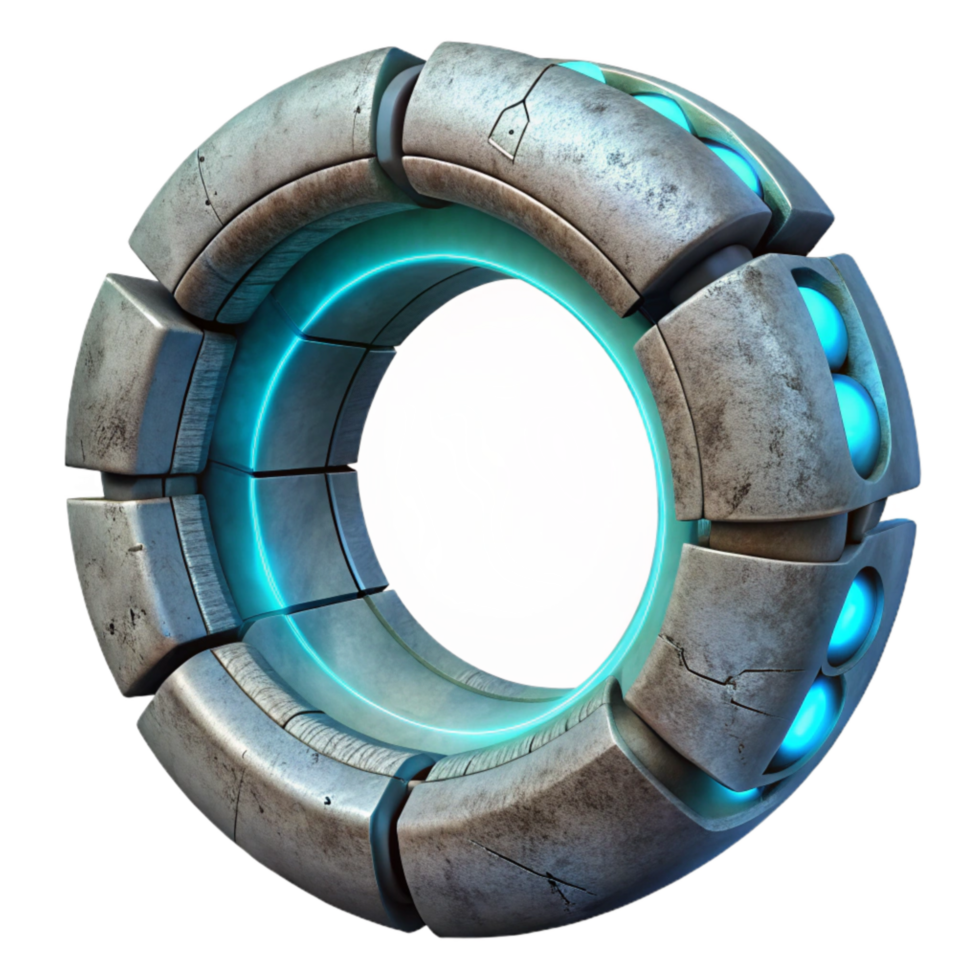 dramatic vintage Sci Fi Teleportation Portal Glowing Ring Isolated original png