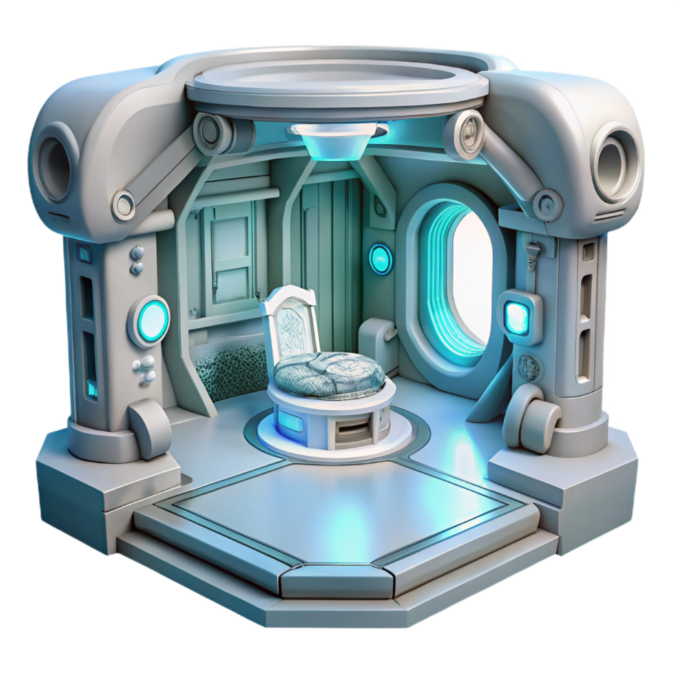 extraordinary contemporary Sci Fi Teleportation Room White Interior Isolated professional png