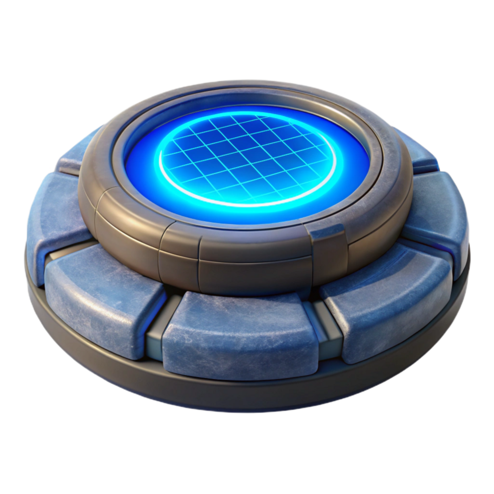 dramatic vintage Sci Fi Teleporter Pad Blue Grid Cutout Element high quality png