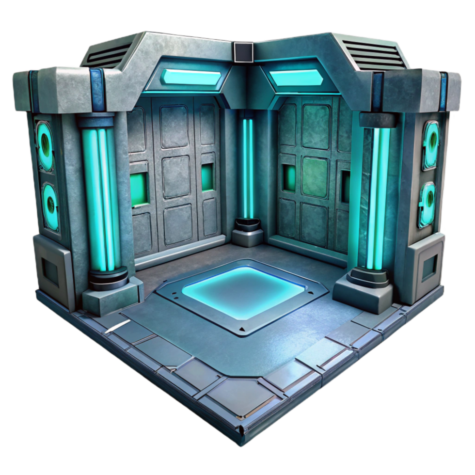magnificent minimalist Sci Fi Teleporter Room Glowing Panels Isolated original png