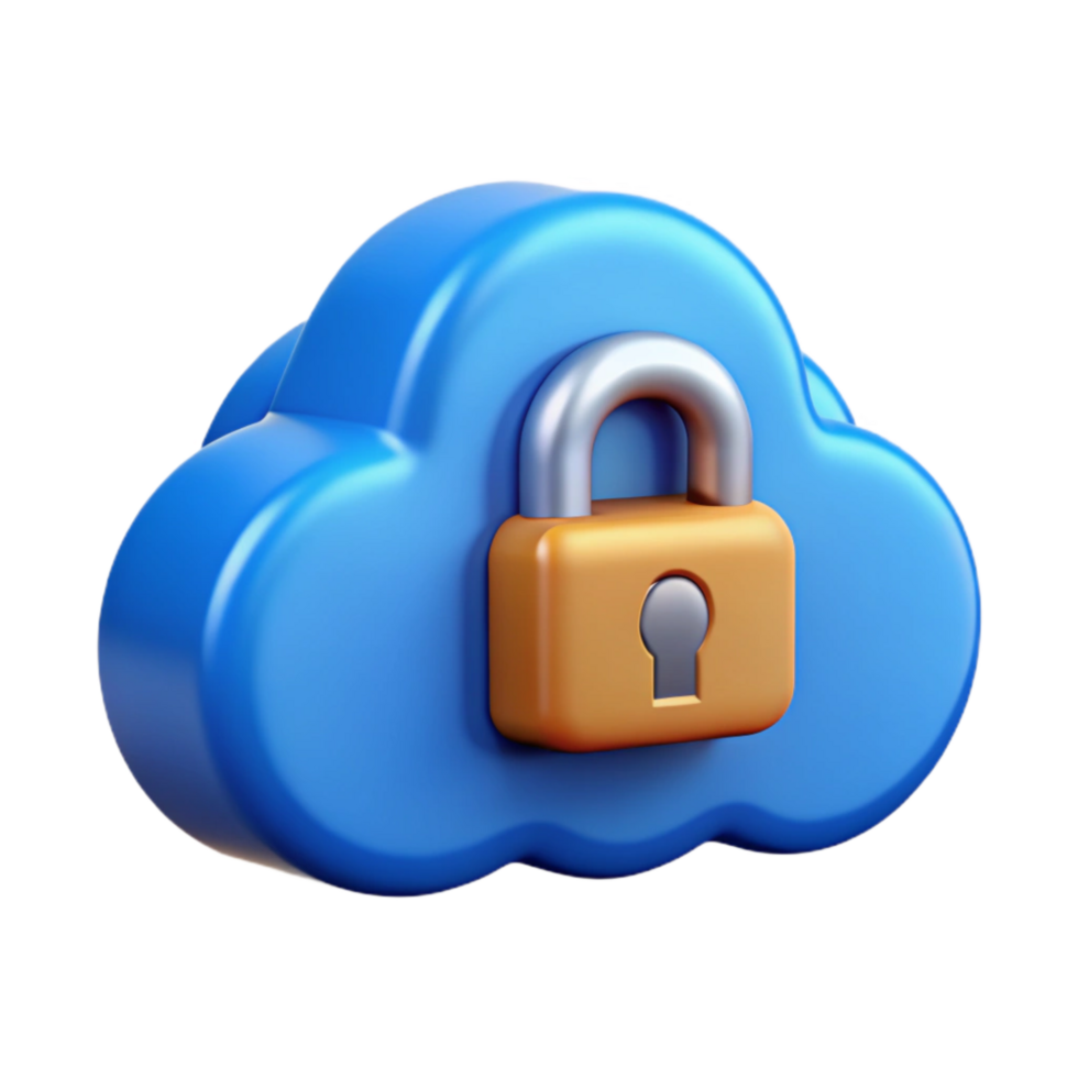 elegant traditional Secure Cloud Storage Icon Cutout with Blue Cloud Symbol professional png