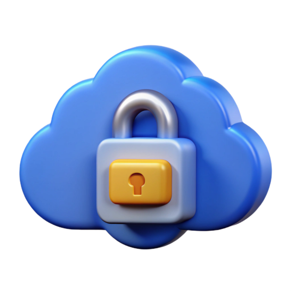 magnificent abstract Secure Cloud Storage Icon Cutout with Blue Cloud Symbol exclusive png