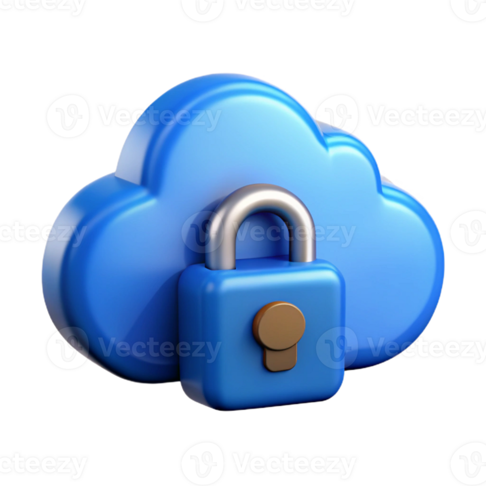 elegant minimalist Secure Cloud Storage Icon Cutout with Blue Cloud Symbol premium png