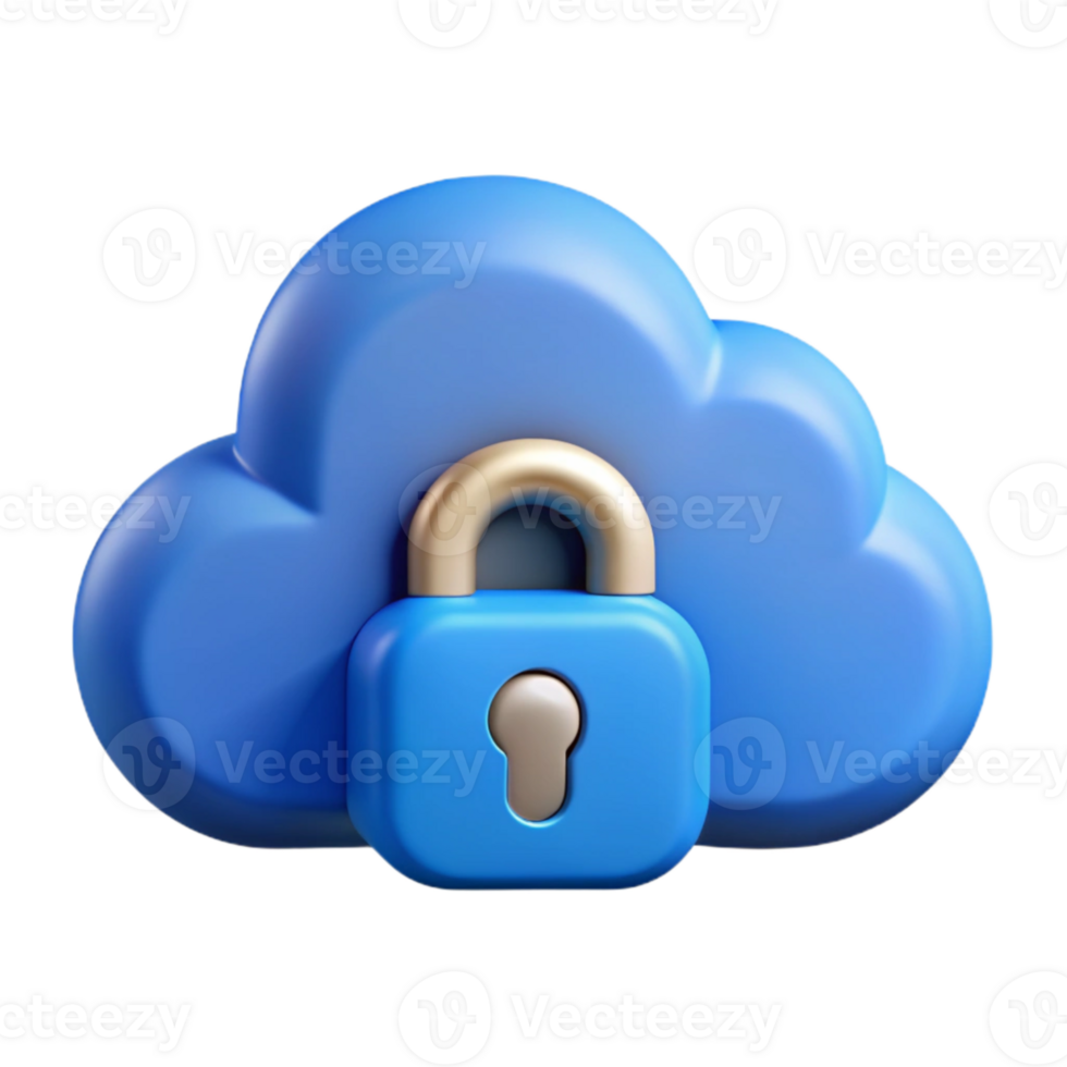 stunning creative Secure Cloud Storage Icon Cutout with Blue Cloud Symbol high resolution png