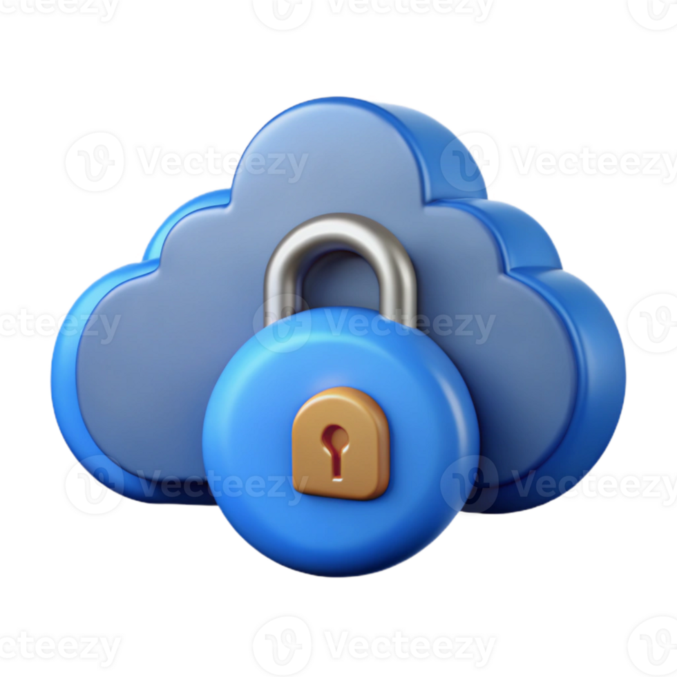 extraordinary artistic Secure Cloud Storage Icon Cutout with Blue Cloud Symbol premium png