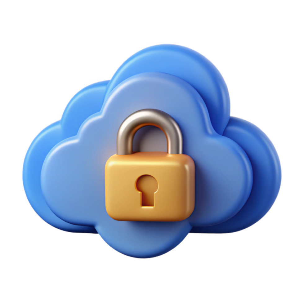 serene rustic Secure Cloud Storage Icon Cutout with Blue Cloud Symbol genuine png