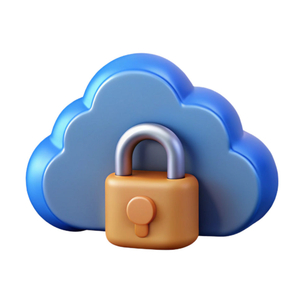 beautiful artistic Secure Cloud Storage Icon Cutout with Blue Cloud Symbol detailed png