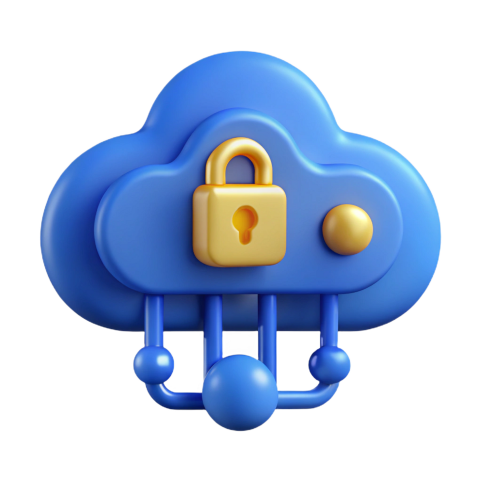 elegant classic Secure Cloud Storage Icon Cutout with Blue Cloud Symbol exclusive png