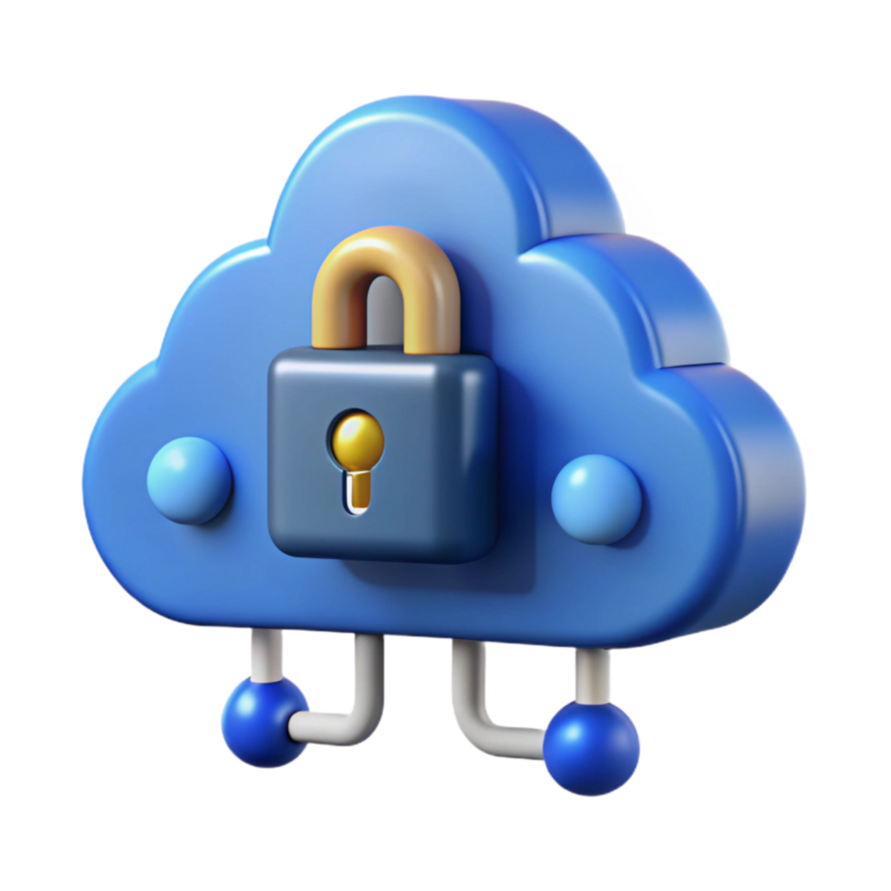 vibrant vintage Secure Cloud Storage Icon Cutout with Blue Cloud Symbol detailed png