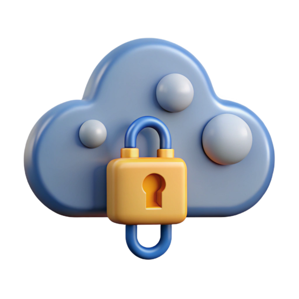 impressive classic Secure Cloud Storage Icon Cutout with Blue Cloud Symbol high resolution png