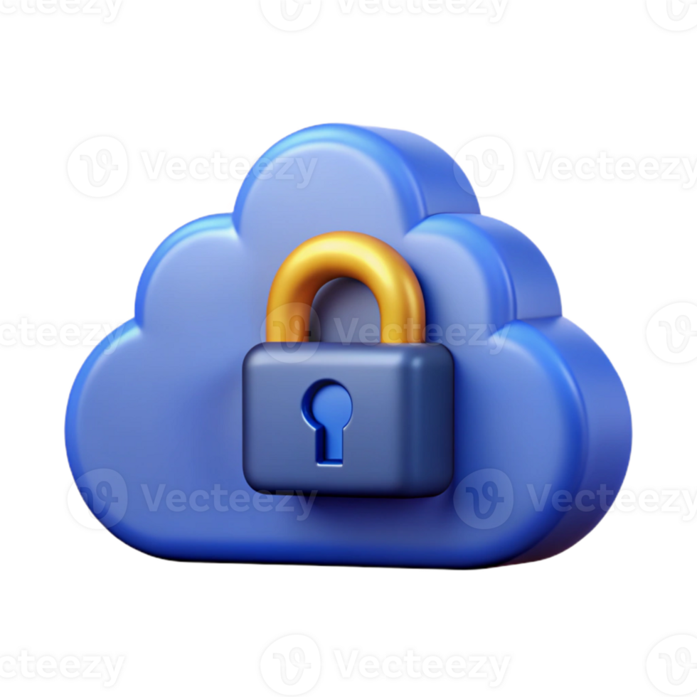 vibrant abstract Secure Cloud Storage Icon Cutout with Blue Cloud Symbol original png