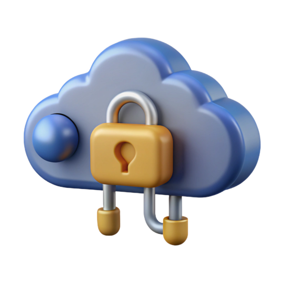 vibrant classic Secure Cloud Storage Icon Cutout with Blue Cloud Symbol detailed png