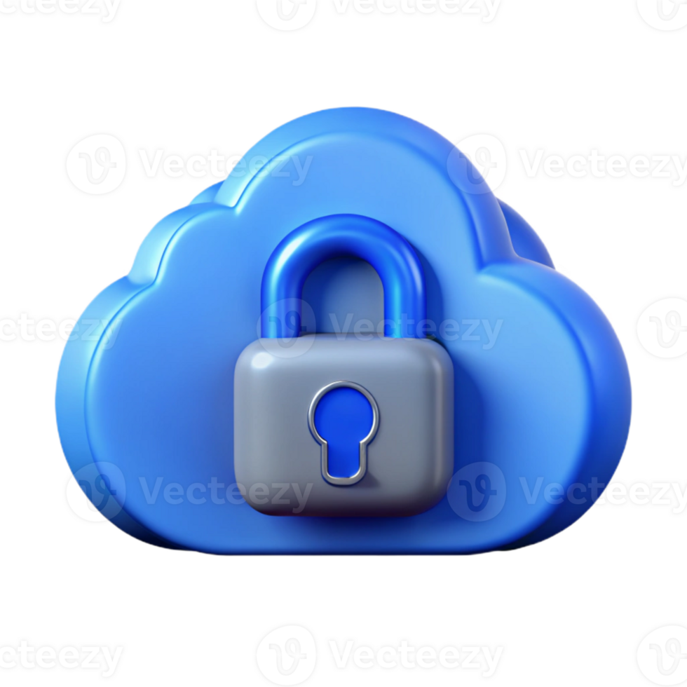 serene modern Secure Cloud Storage Icon Cutout with Blue Cloud Symbol detailed png