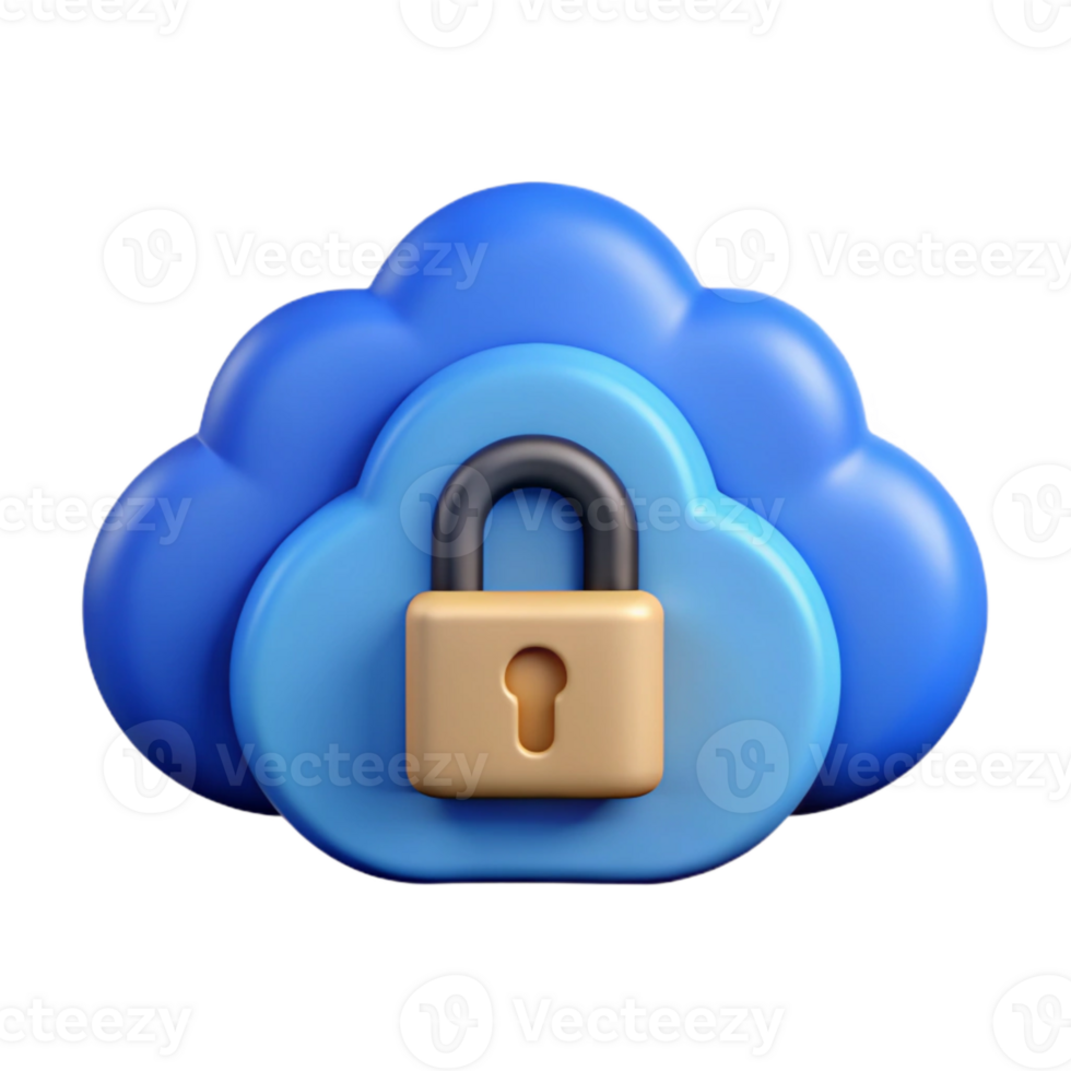 beautiful traditional Secure Cloud Storage Icon Cutout with Blue Cloud Symbol authentic png