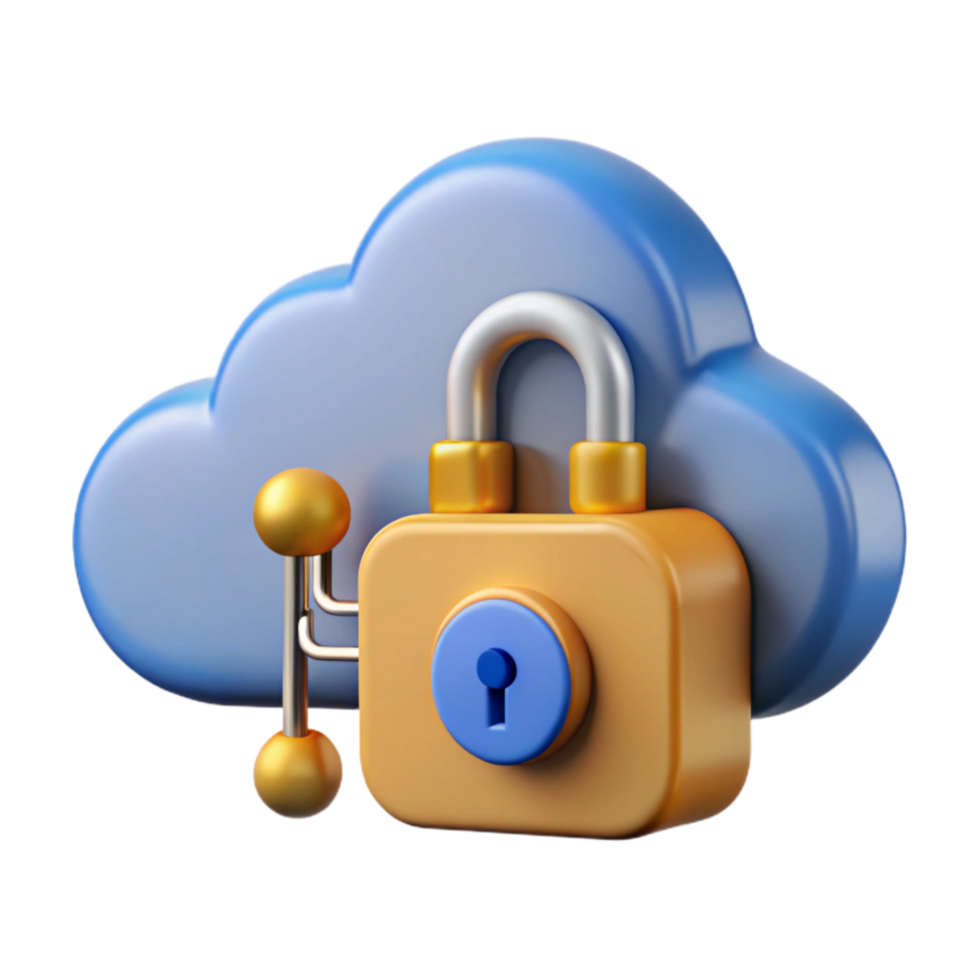 extraordinary contemporary Secure Cloud Storage Icon Cutout with Blue Cloud Symbol original png