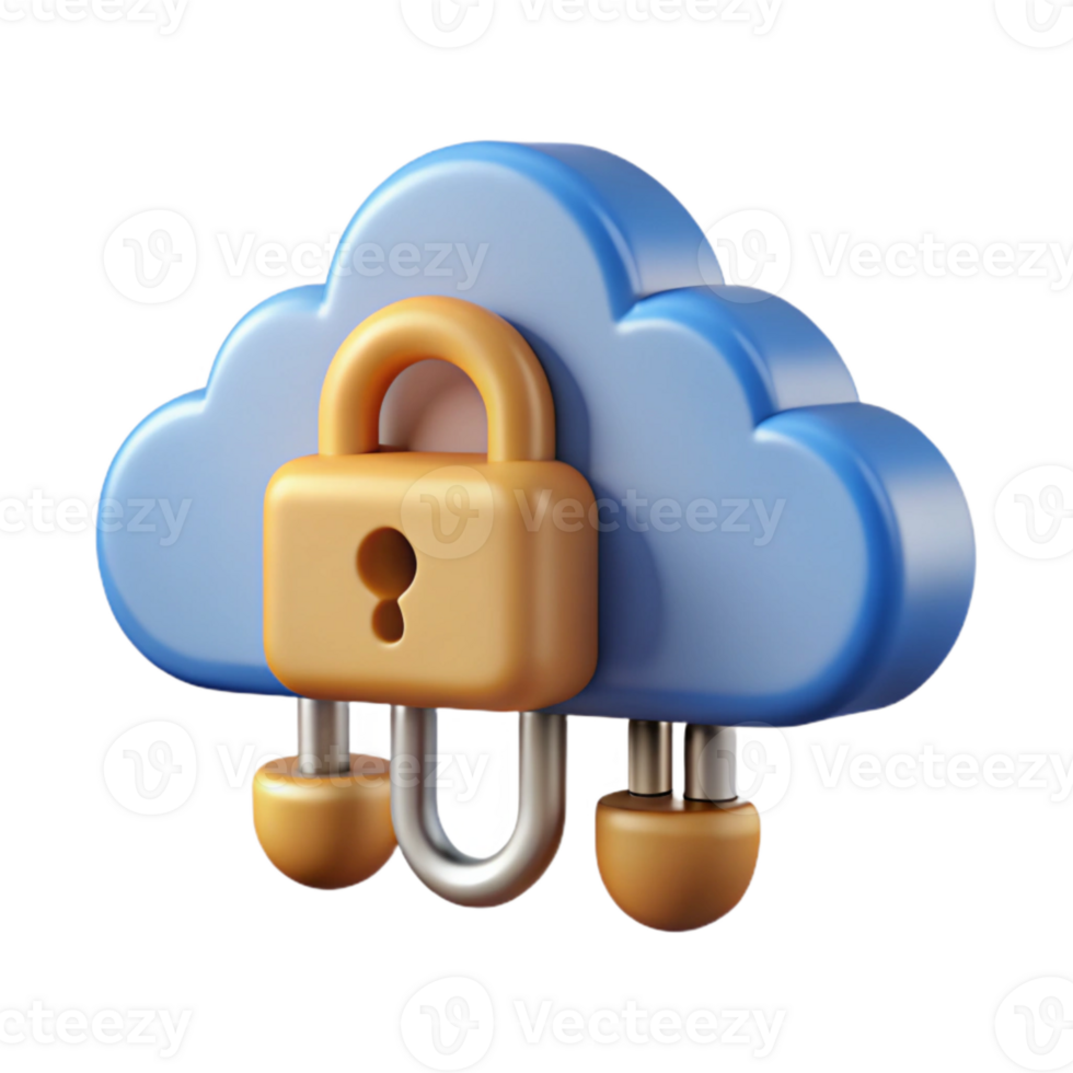 impressive modern Secure Cloud Storage Icon Cutout with Blue Cloud Symbol high quality png
